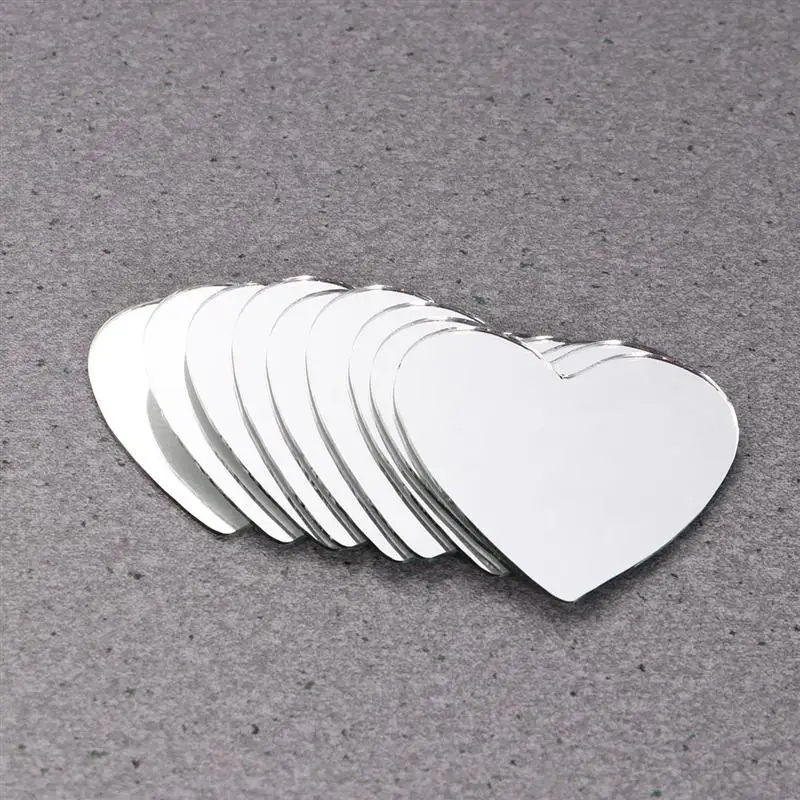 20Pcs Glass Mirror Women Makeup Mirrors Mini Heart Shape Unfinished Mirror Lens for DIY Art Craft DIY Unfinished Mirrors