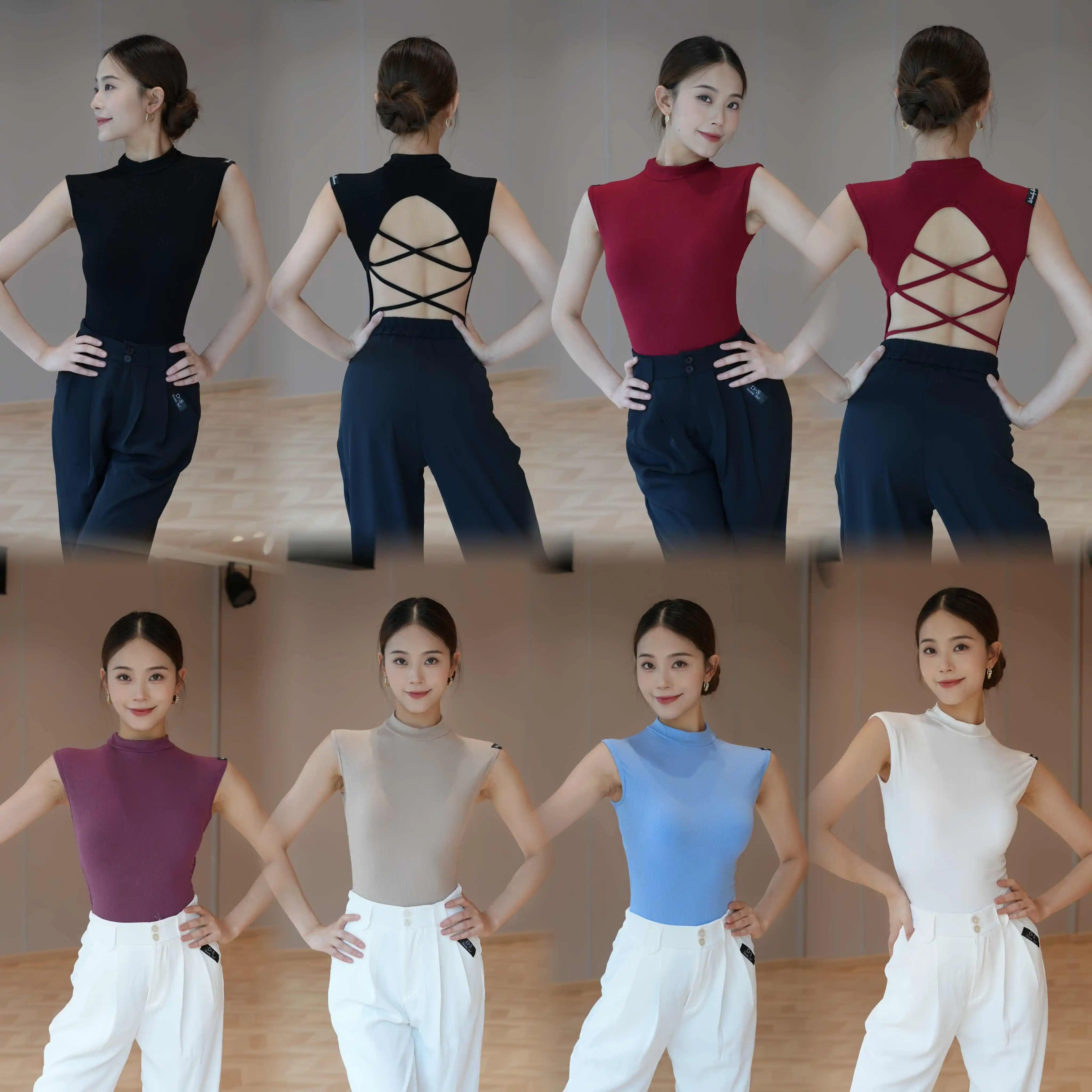 

Одежда для латинских танцев, женское летнее боди без рукавов с открытой спиной, топы для бальных танцев румбы для взрослых, одежда для латинских танцев DNV24369