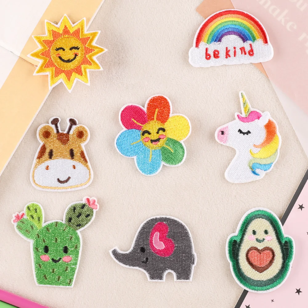 Rainbow Animal Sun Cute Cartoon Embroidered Accessories Badge Cloth Sticker Patch Sewing Iron-on Transfers for Clothing Bag Hat