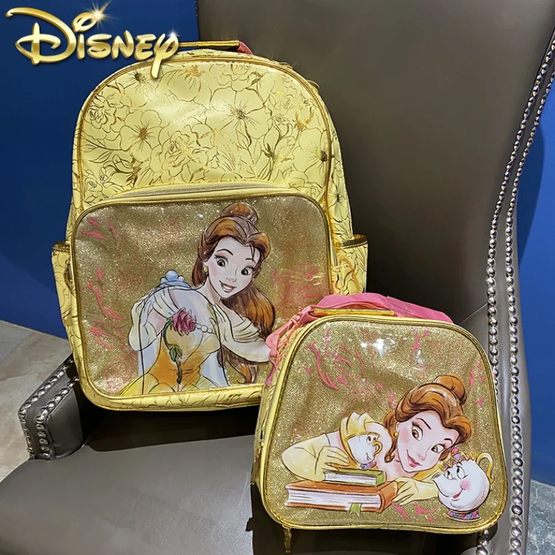 

New Disney Beauty And The Beast Bell Backpack Girls' Slanting Handbag Schoolbag Disneyland Princess Bag Birthday Gifts Toys