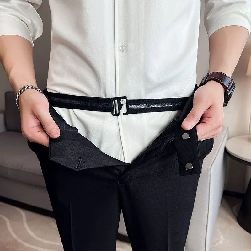 Men Women Shirt Stay Belt Imitation Nylon Black Non-slip Elastic Waistband Adjustable Tuck Straps Anti-Wrinkle For Business