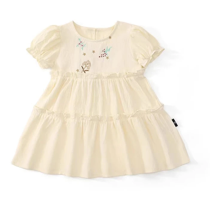 Girls Dress 2026 Spring and Summer New Childrens Clothes Girls Baby Pastoral Style Small Fresh Embroidered Princess Dress