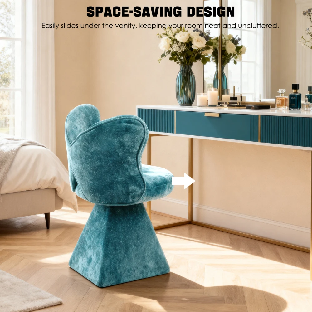 Butterfly wing-back plush cyan makeup chair geometric chair decorative furniture