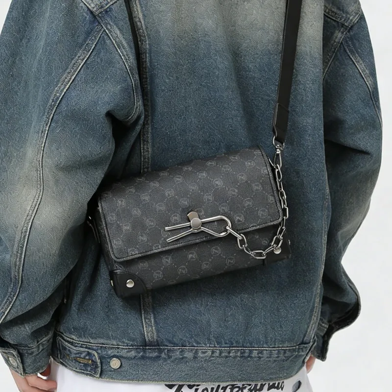 Fashion Chains Men Men's Crossbody Bags Small Square Crossbody Bag Men Shoulder Messenger Bags Flap Pack Purse Male 2026 New