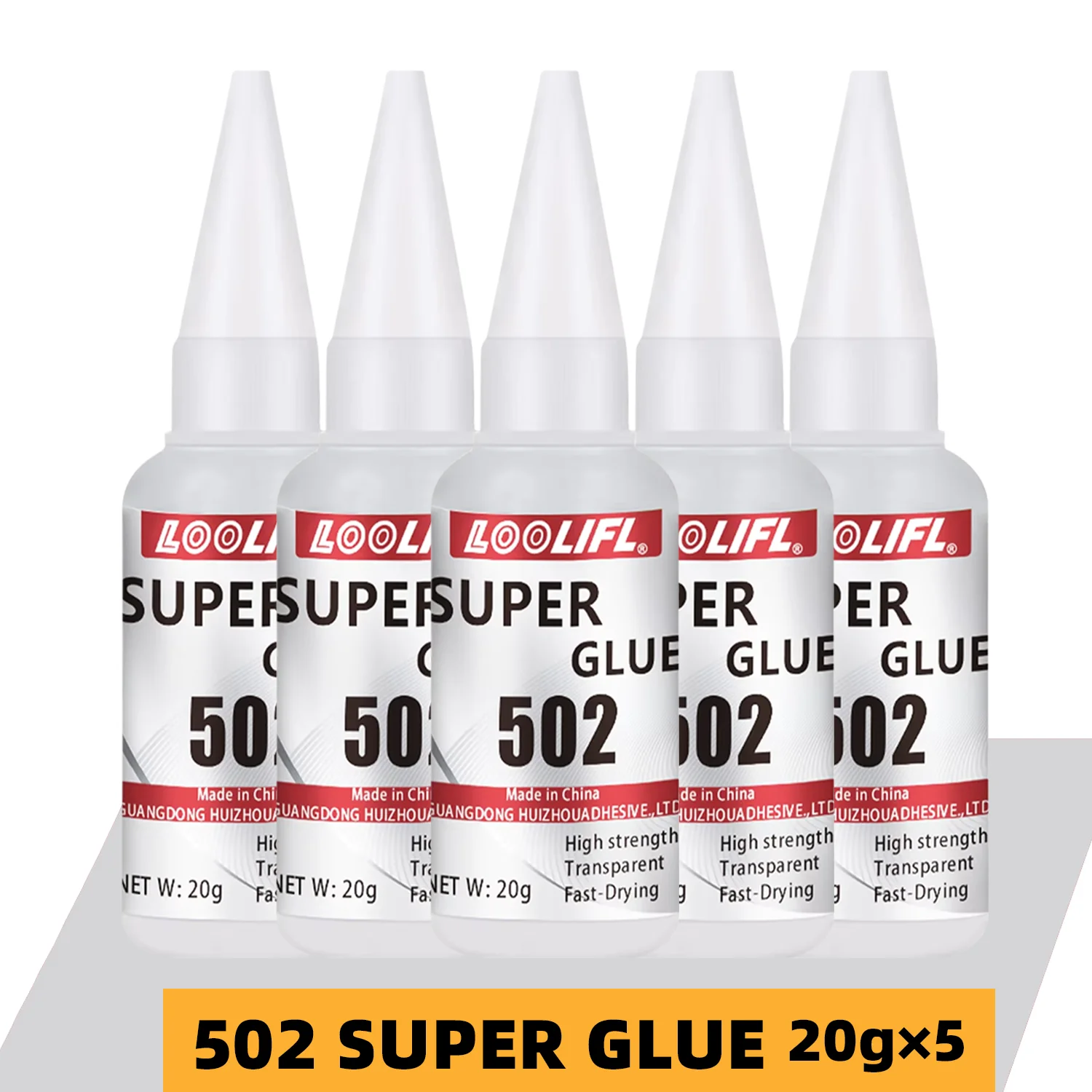 LOOLIFL 502 Superkleber 20g X 5 Flaschen, für Kunststoff, Holz, Metall, Keramik, Mehrzweck-Sofortkleber für Heimreparatur und Basteln