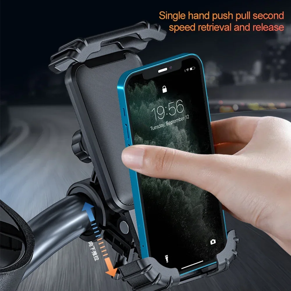 Universal Motorbike Phone Holder 360° View Bicycle Phone Mount Shockproof Bracket GPS Clip for 4.7-7 Inch Mobile Phones