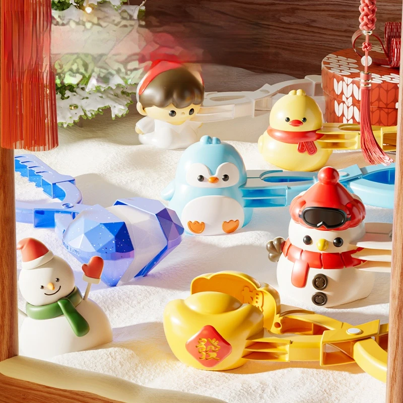 어린이와 성인을 위한 눈사람 펭귄 모양 클립 집게 야외 모래 눈 공 만들기 장난감 재미있는 겨울 스포츠 눈 장난감