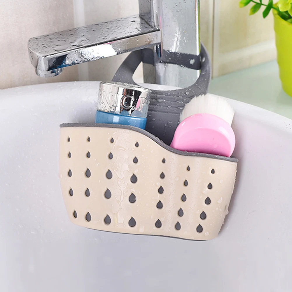 Sink Storage Drainage Rack Adjustable Hanging Bag Plastic Storage Hanging Basket Space-saving Kitchen Sink Accessories