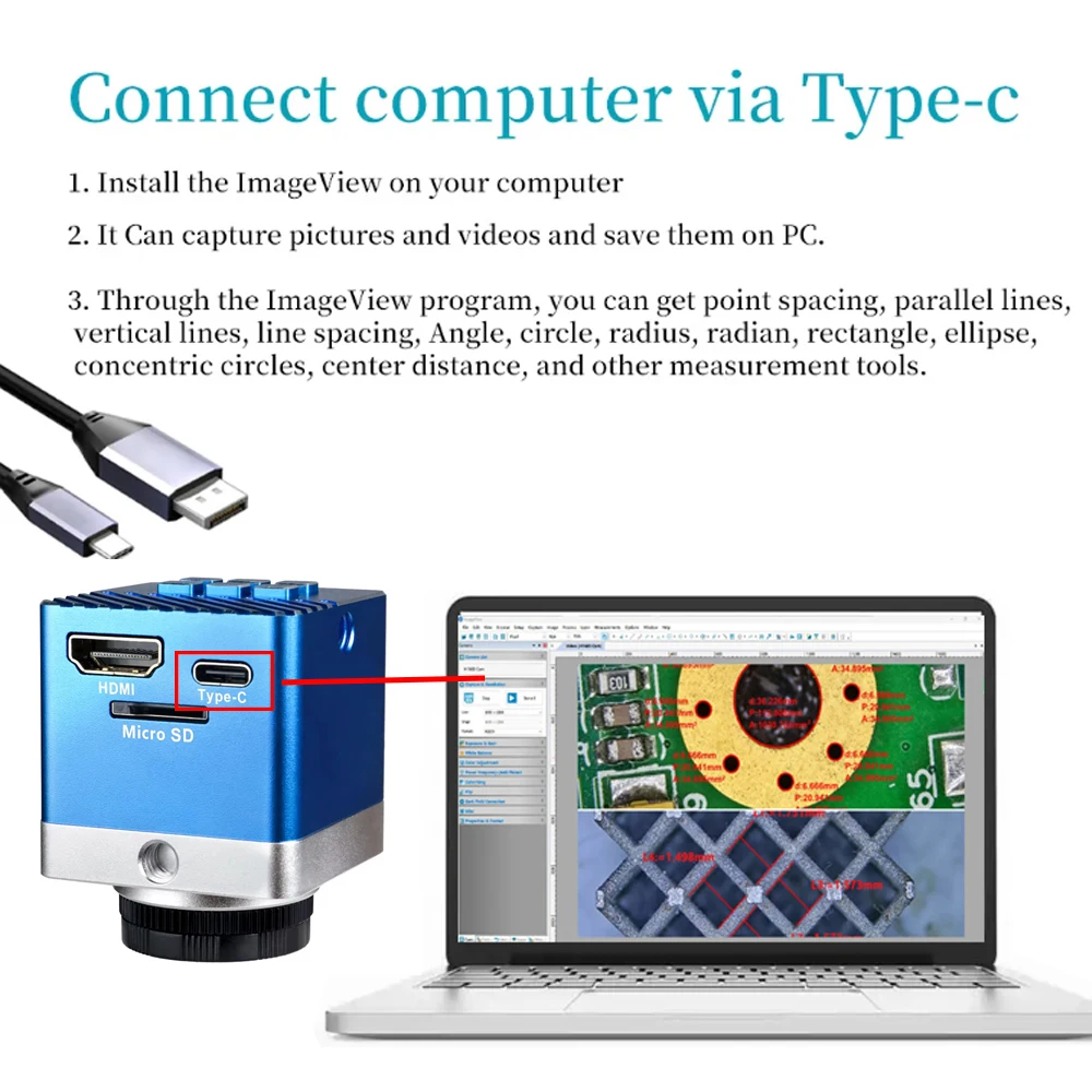 YIZHAN 4K 60MP UHD مجهر رقمي إلكتروني مع قاعدة كبيرة 215X 300X C-Mount عدسة تكبير لحام PCB/إصلاح DIY/الساعة حزمة البريد #5
