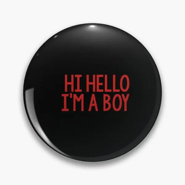 

Hi o I Am A Boy Red On Black Soft Button Pin Lapel Pin Lover Cute Creative Decor Metal Women Hat Clothes Fashion Gift Jewelry