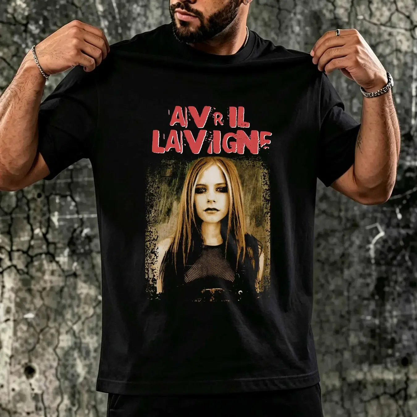 washed T Shirt Vintage Avril Lavigne Bones 2004 Eyes Y2K Tour Black S 4XL J448 vintage Washed Comfortable Slightly Unisex