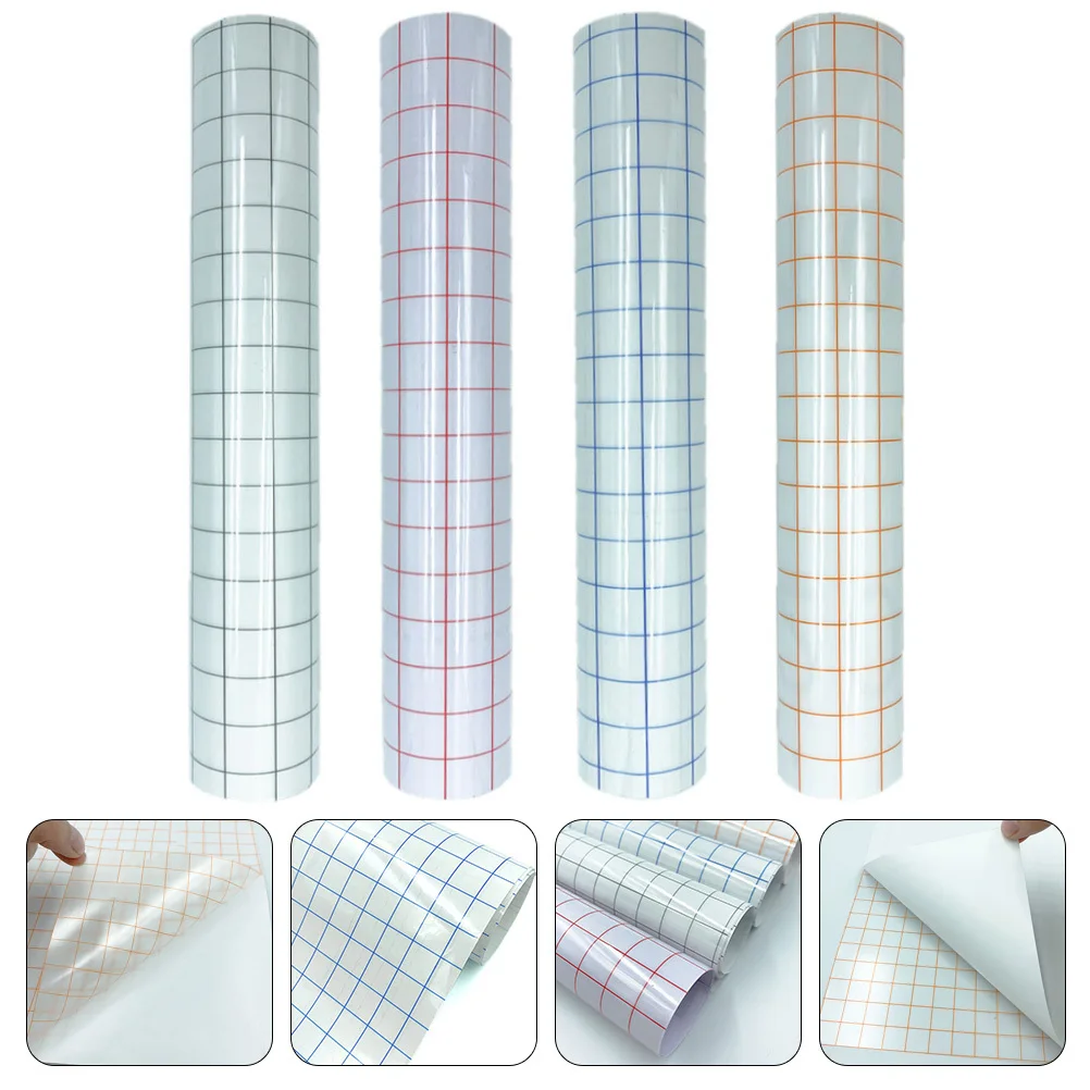 

4 Sheets Positioning Transfer Tape Blue Grid Medium Adhesiveness Vinyl Application DIY Transfer Film for Car Sticker Decals