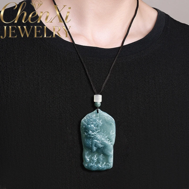 

Authentic High-End Natural Ice-Colored Blue Water Jadeite Exquisite Kirin Pendant Amulets And Mascots Luxury Fine Jewelry