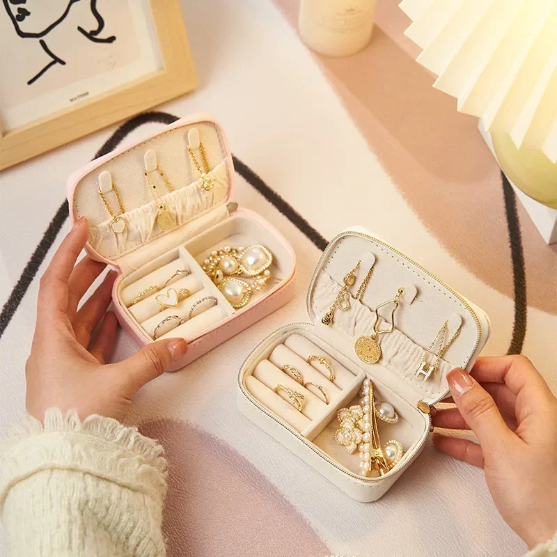 

Mini Jewelry Case Travel Portable Jewelry case Small Leather Earrings Accessories Storage Jewelry Box