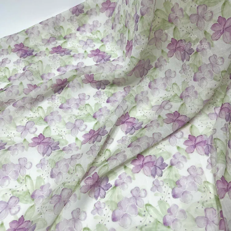 

1 ярд, осень и зима, новый стиль, ткань, модное платье, платье, ткань высокого качества, ткань рами, ткань с фиолетовым цветком и принтом