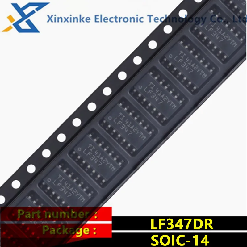 10PCS LF347DR SOIC-14 Operational Amplifier ICs Quad WB JFET High Speed Op Amp Brand New Original