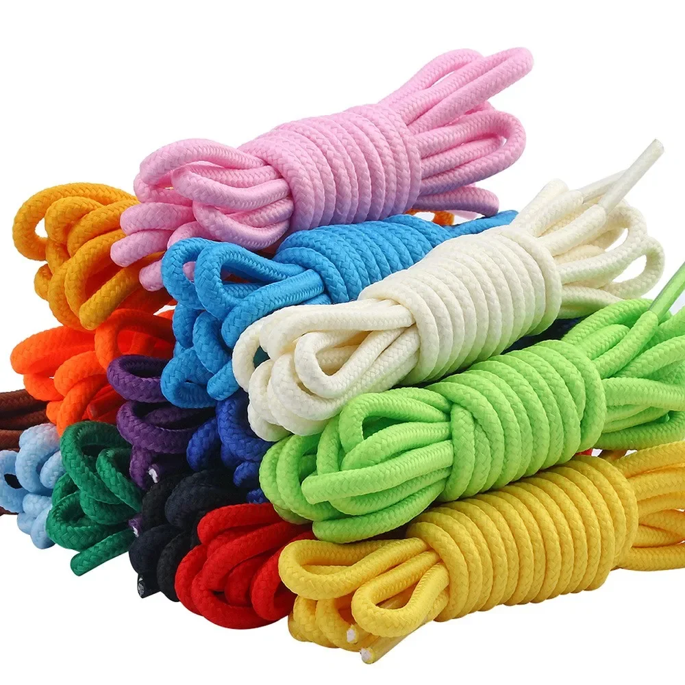 1Pair Classic Solid Round Shoelaces Durable Polyester Shoe Laces Boot Laces Sneaker Shoelace for Kids and Adult Shoe Accessories image 2