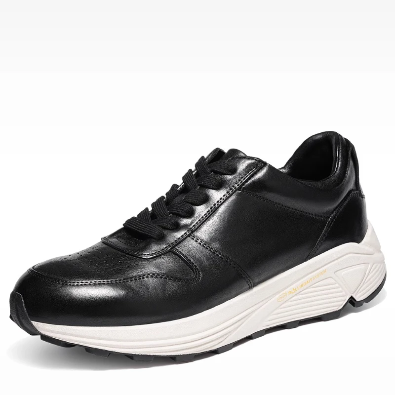 

Мужская кожаная повседневная спортивная обувь сшитая вручную из конской кожи, обувь для папы на толстой подошве, удобные кроссовки на платформе