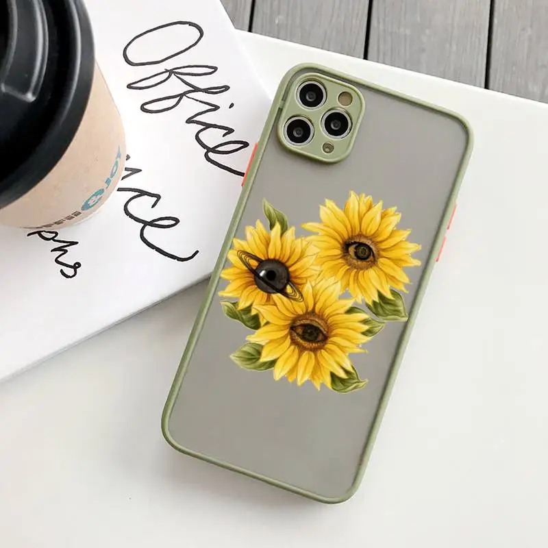 Sun Flower Phone Case matte transparent For iphone 14 11 12 13 plus mini x xs xr pro max cover