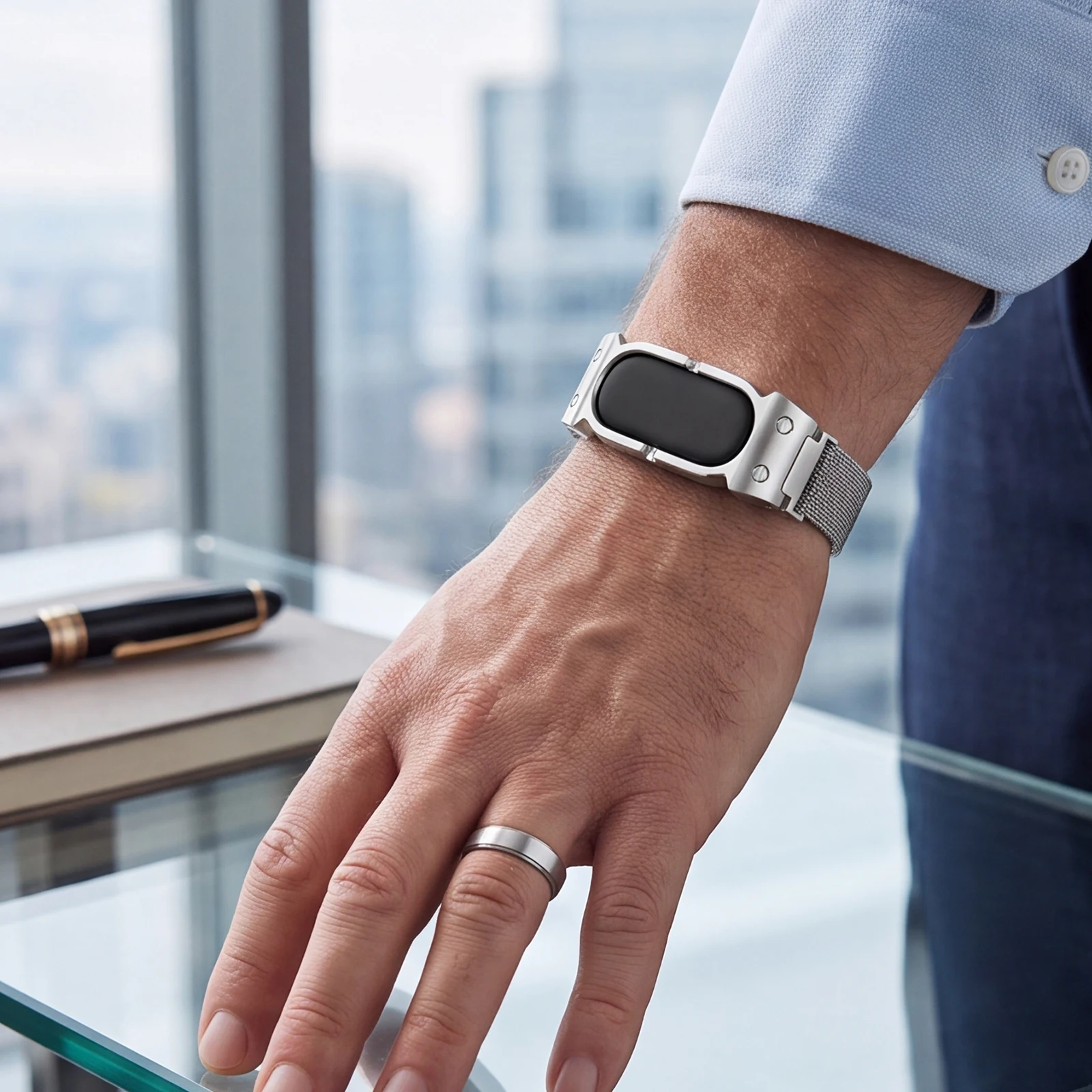 For Google Fitbit Air Adjustable Clasp Buckle Watch Strap Wear Resist Metal Wristwatch Strap Sweatproof Alloy Watches Wristband