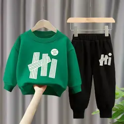 Autumn Children Boy Clothes Set Kid Girls Letter Printed Sweatshirts Pullover Top And Pants 2pcs Suit Baby Fashion Tracksuits