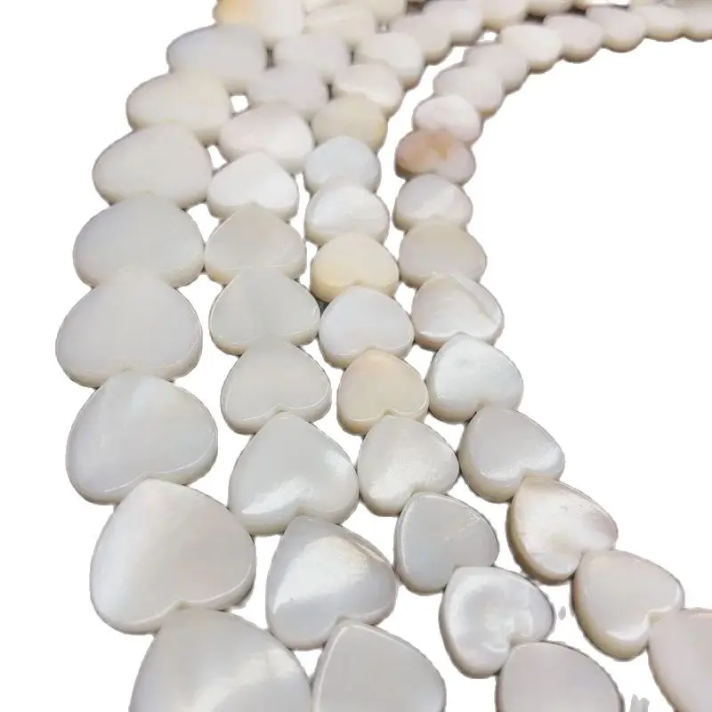 Heart Shell Natural White Mother of Pearl Loose Beads 15" Jewelry Making 10mm 12mm Select