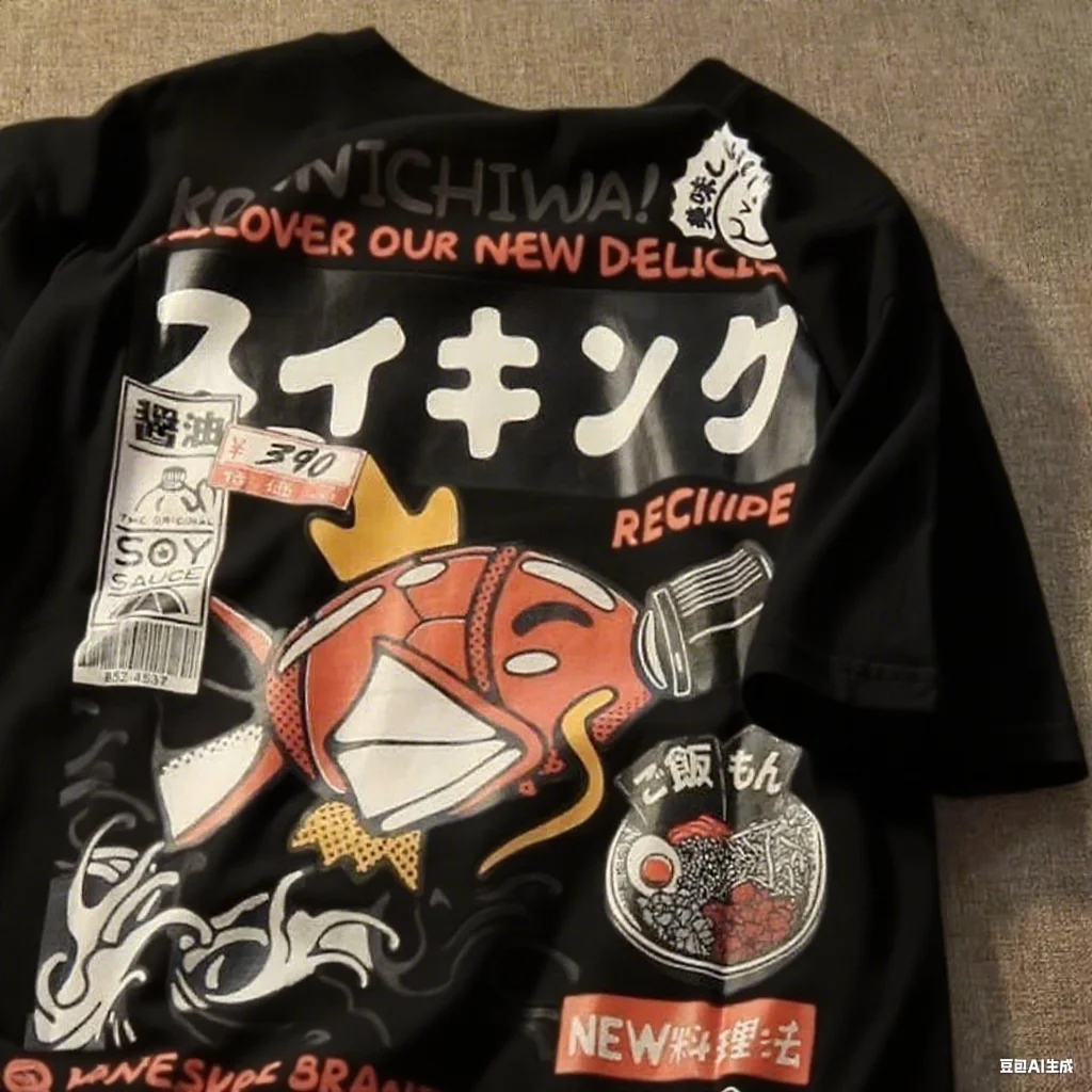 2025年最新ファッション フルセット 鯉王ファッション 半袖プリント 男女兼用 新作