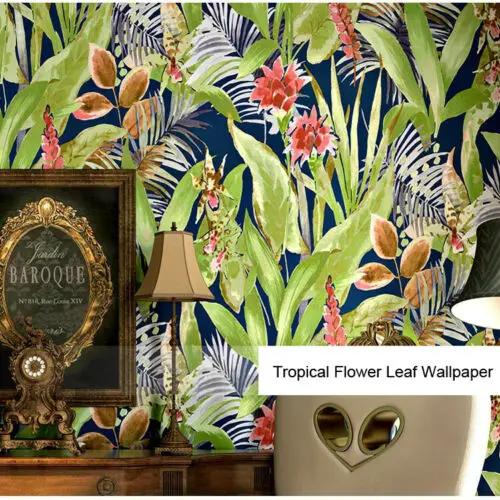 AU STOCK 10m Tropical Floral Wallpaper Living Room Bedroom Leaves Wall Paper Pure Paper