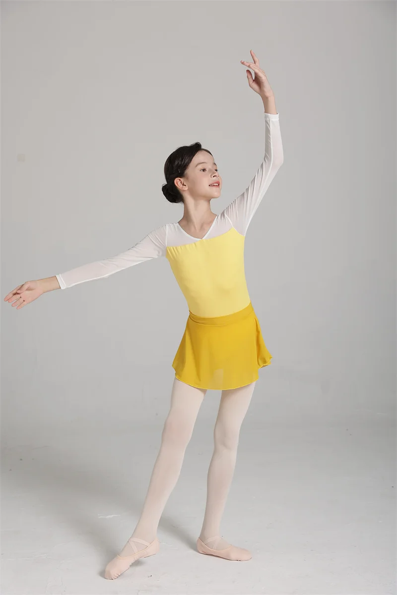 Heißer Verkauf billig hochwertige Kinder Mädchen Kinder tanz tragen hoch Spandex gewickelt Mesh Ballett röcke – Detail 32