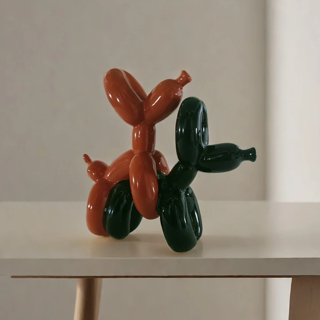Resin Double Balloon Dog Figurines Abstract Ornament Creative Sculpt Home Decor Office Accessories Table Office Statue