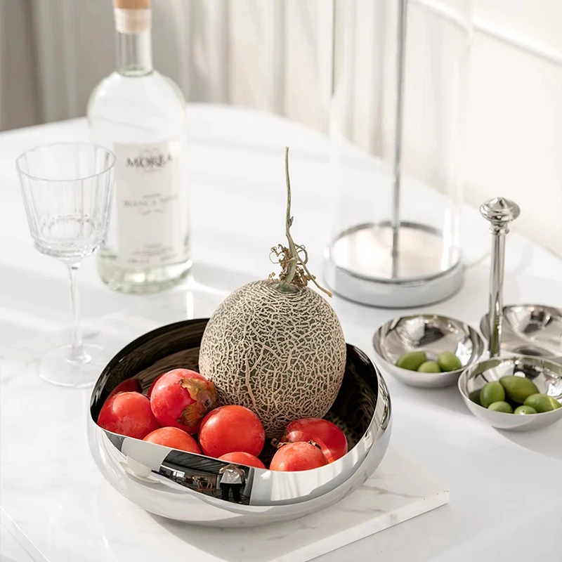 Nordic Stainless Steel Fruit Bowl Unique Plate Salad Bowls Food Plates Luxury Tableware for Table Home Decor Kitchen Party