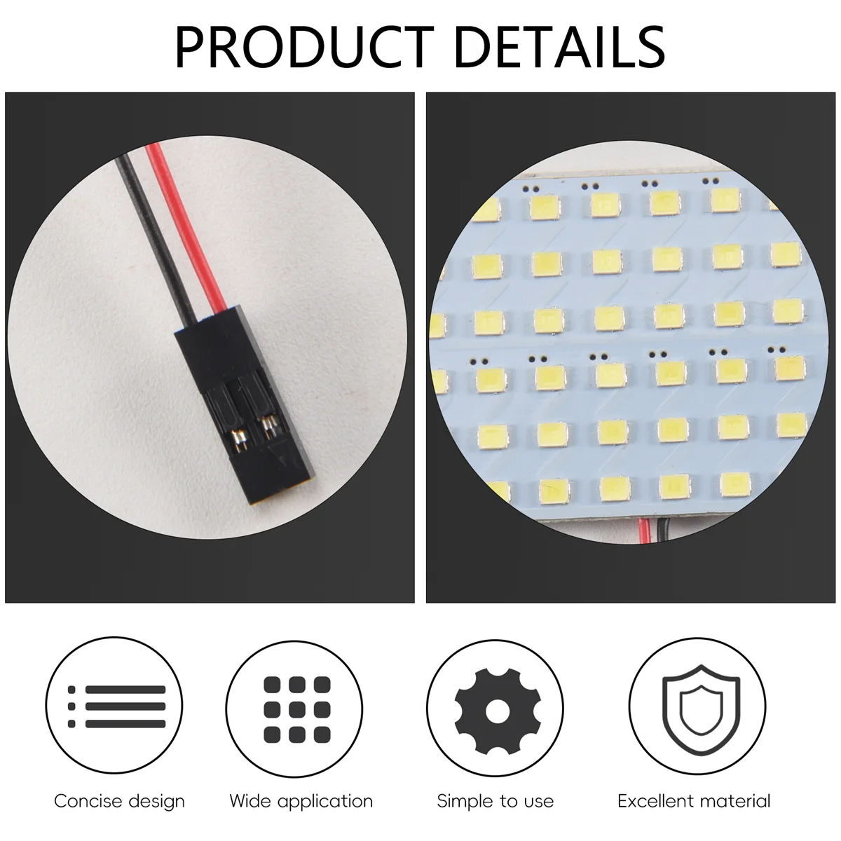 ABZV-White 1210 SMD 48 LED Panel de luz de techo interior del coche con adorno T10 BA9S