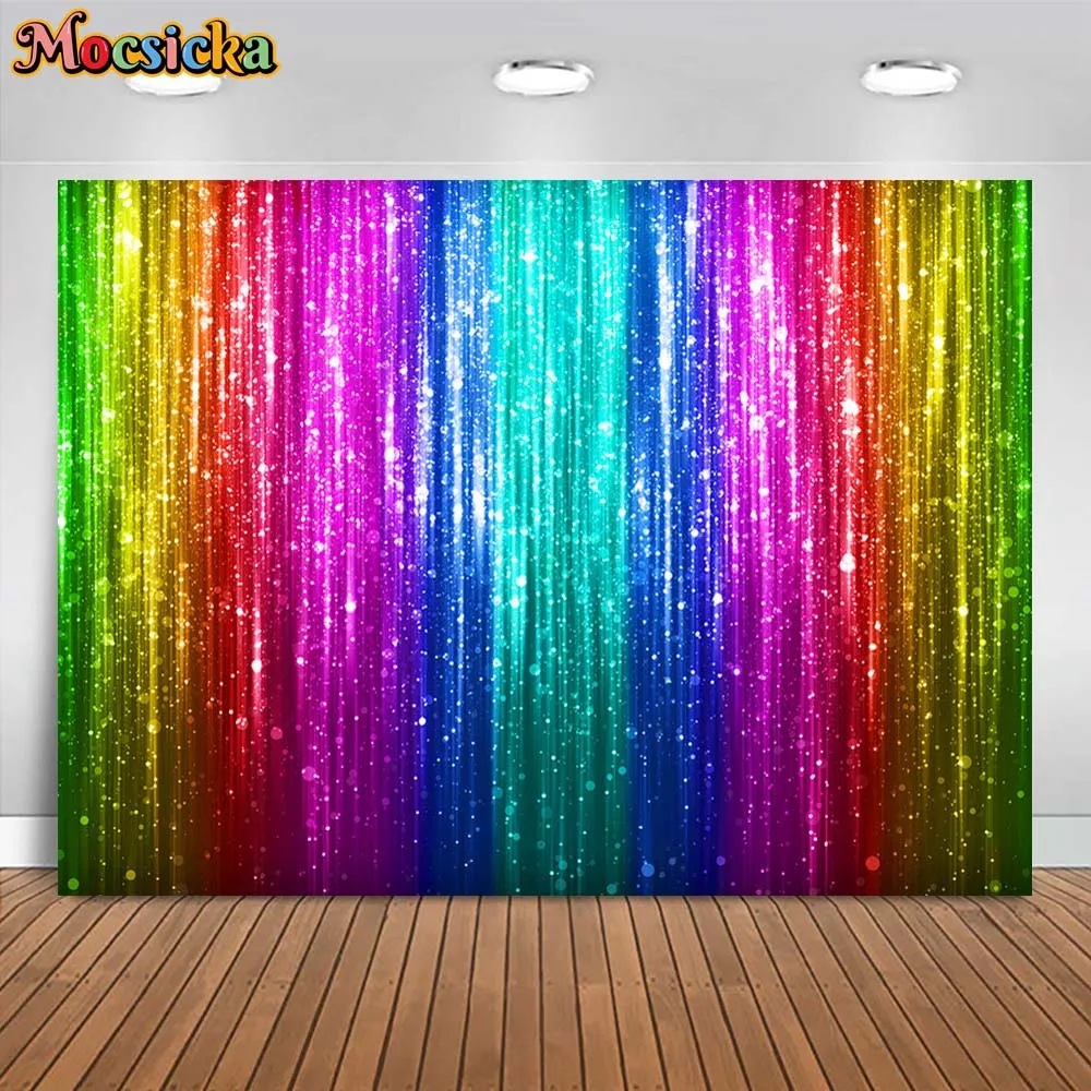 

Mocsicka Colorful Glitter Backdrop Metallic Foil Fringe Tinsel Curtain Birthday Party Wedding Decor Background Photography Props