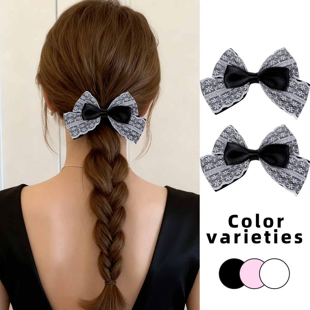 

24pcs Korean Style Hair Clips Lace Ribbon Bow Floral Embroidered Barrettes Bridal Grips for Women And Girls Bulk Headwear