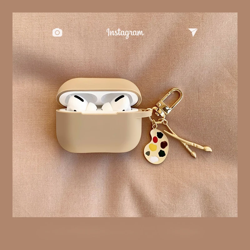 花と果物のデザインのAirpods2,4 pro,2,3用のBluetoothヘッドセット用のキーリング付きペンダントケース