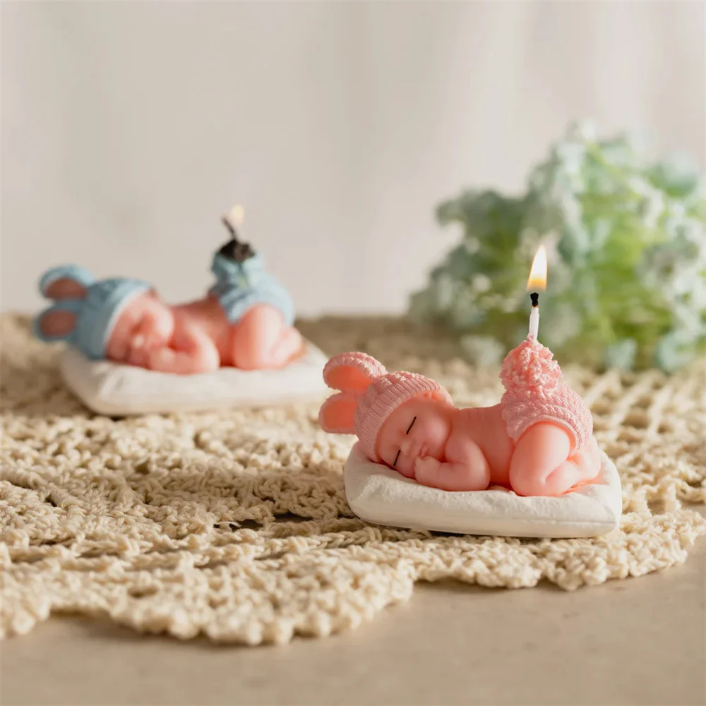 Nette schlafende Baby Kerze Form 3D Baby handgemachte Kerze machen Kit DIY Seife Gips Harz Gussform Backform Home Decor