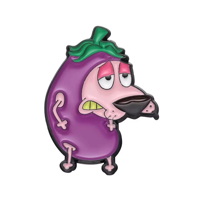Courage Cartoon Cowardly Dog Brooch Enamel Pins Cute Pink Animal Dog Guests Birthday Party Gift Lapel Jewelry Gifts