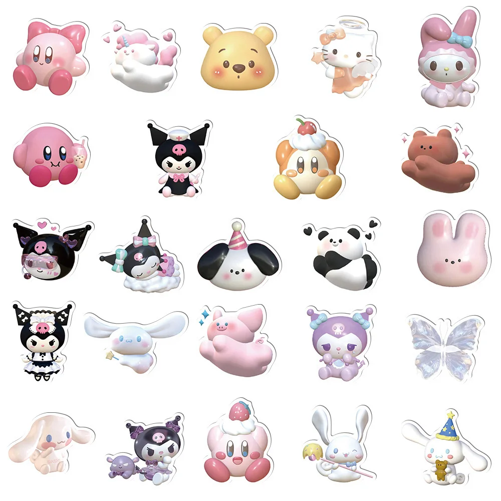 10/30/51PCS Mélange Mignon Kuromi Mélodie Kitty Anime Autocollants BRICOLAGE Planche À Roulettes Réfrigérateur Bagagerie Moto Dessin Animé Blague Autocollant Jouet