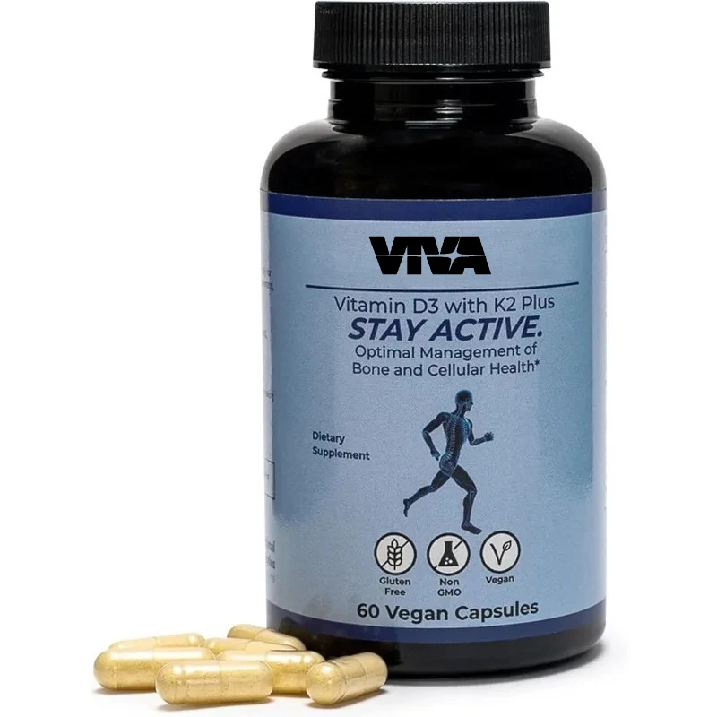 Vitamin D3,K2, C,E, Resveratrol, Coenzyme Q10- Supports Bone and Cell Health -60 Capsules