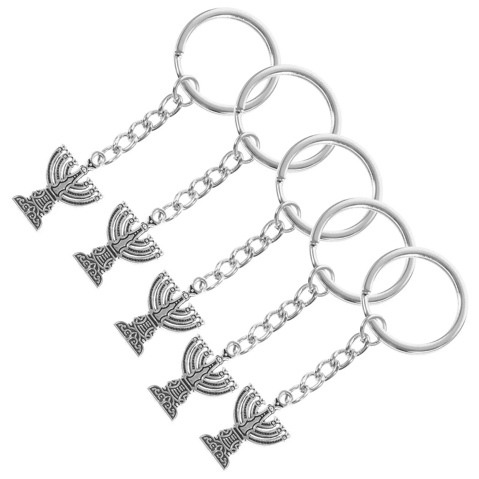 5Pcs Hanukkah Keychains Bulk Metal Menorah Ornament Keychain for Keys Wallet Purse Bag Pendant Holiday Party Favor Hanukkah