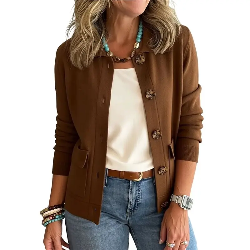 

CYL-Sweater Cardigan Women Fall Winter Cropped Button Down Long Sleeve Casual Trendy Cardigan Sweater Jacket