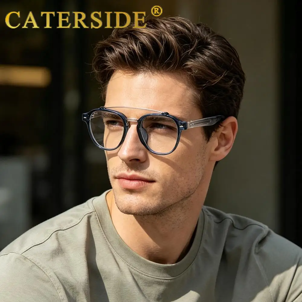 CATERSIDE Herren-Pilotenbrillen mit individuell angepassten runden Gläsern, verschreibungspflichtige Brillen für Damen, Myopie- und Hyperopie-Brillen – Detail 11