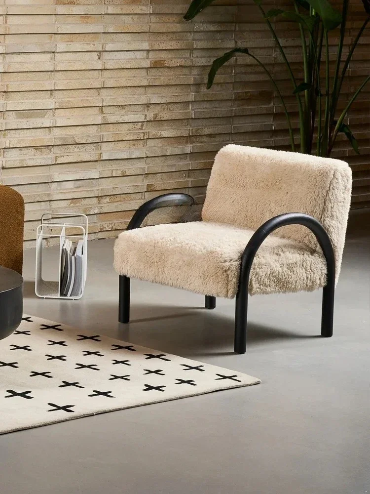 كرسي أريكة بمقعد واحد من القطيفة من خشب البلوط البسيط والحديث كرسي منزلي صغير لغرفة المعيشة مريح #2