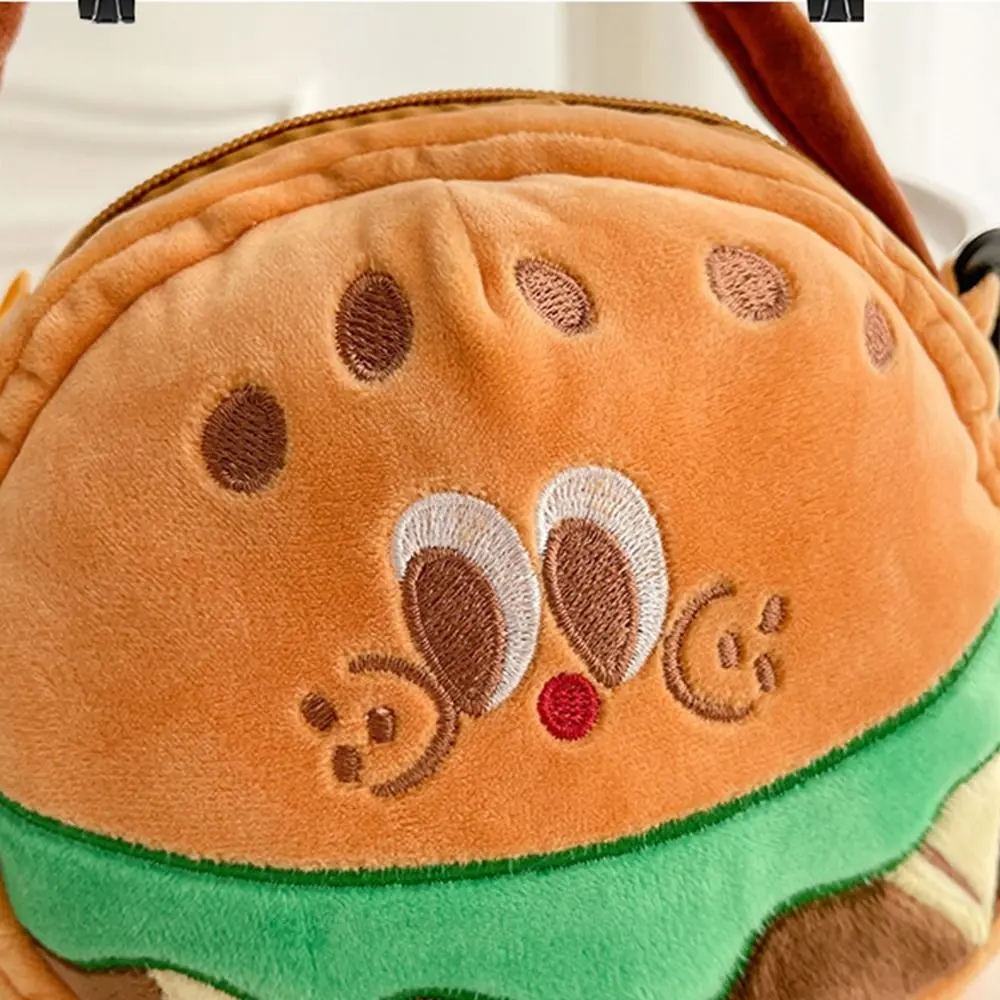 Bonita muñeca de peluche, bolso para patatas fritas, bolso cruzado esponjoso, bolso de hamburguesa de dibujos animados, bolso de mano, bolso de hombro de juguete de peluche para niña