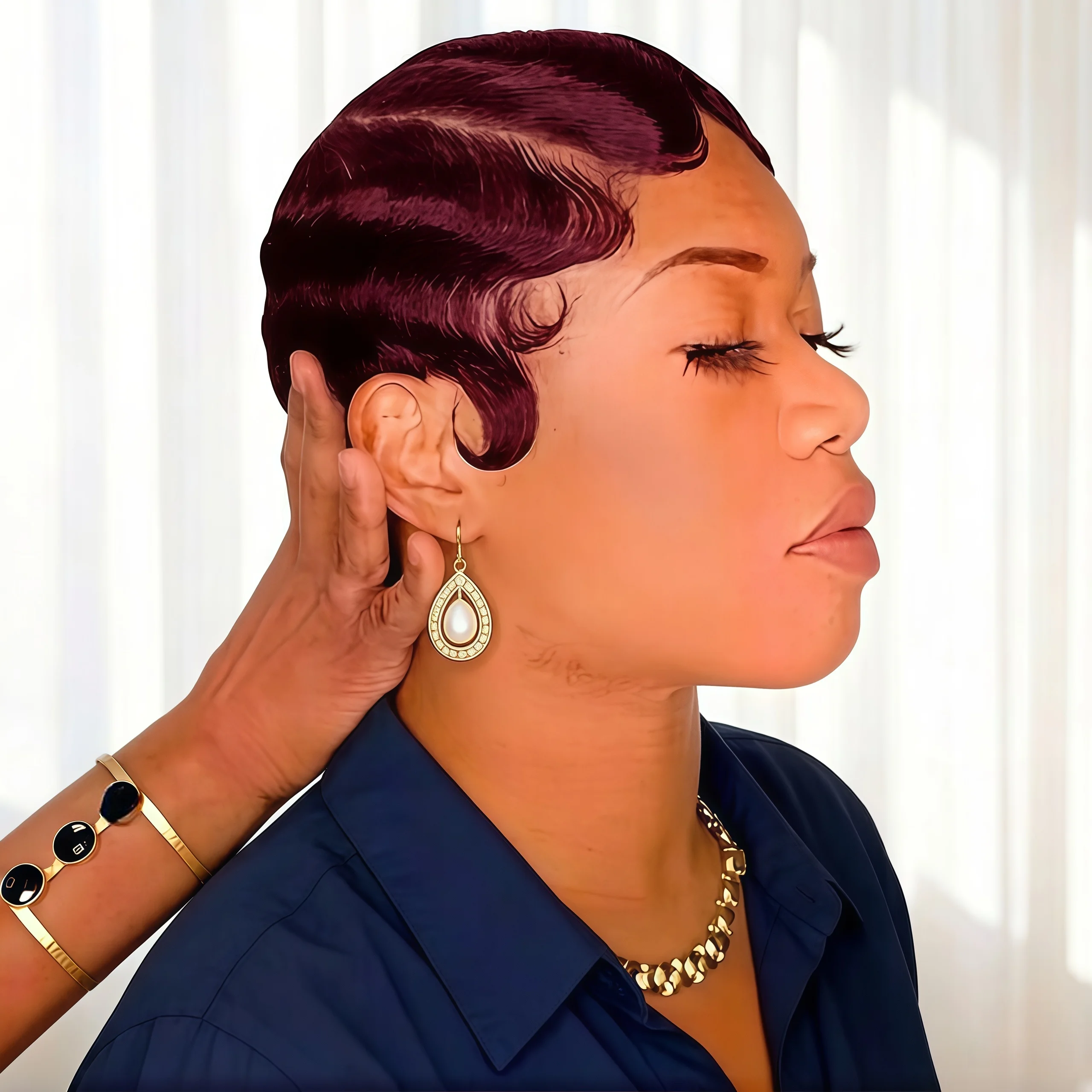 

Очаровательный парик-пикси с волнистыми прядями из натуральных волос, полностью машинной работы, парик-пикси с волнистыми прядями, парик из натуральных волос с волнистыми прядями, парик «Мамины волосы»