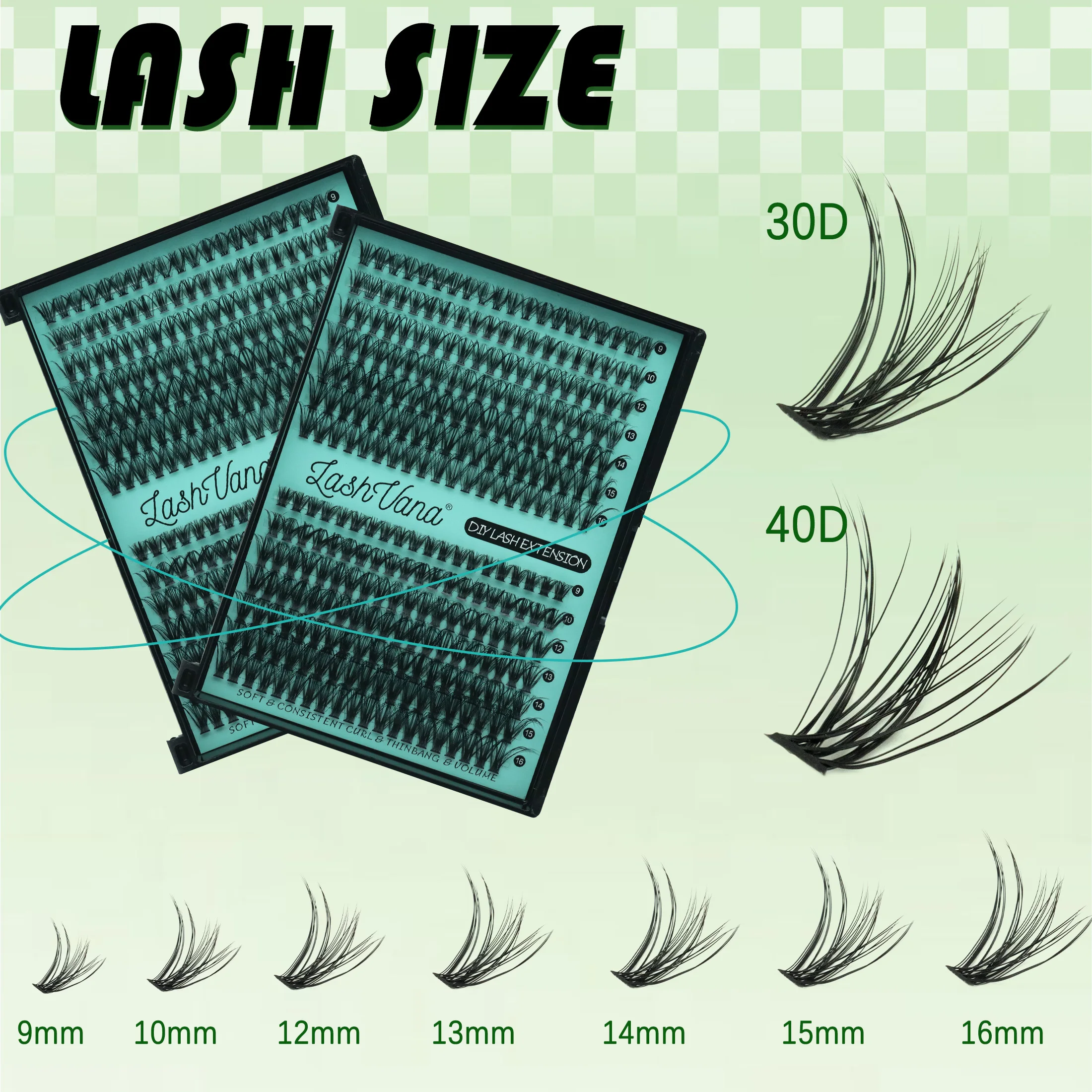 280本入りDIYまつげエクステキット 3040D 8-16mmまつげクラスター つけまつげ＆まつげメイクツール ボンド＆シール＆リムーバー