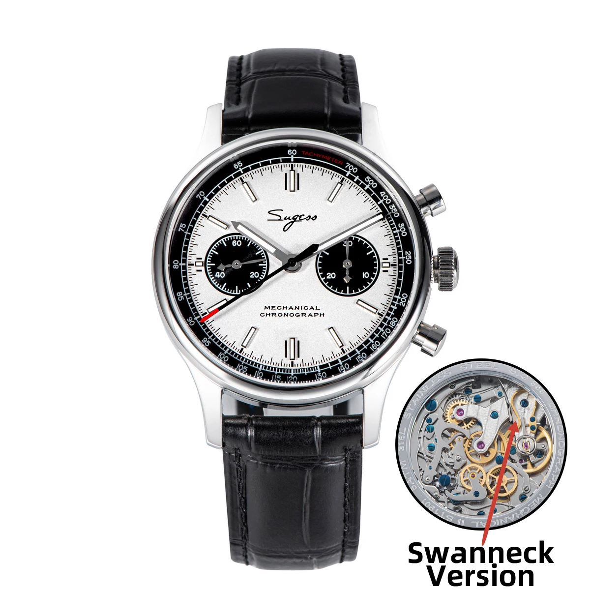 Sugess 1963 pilotenhorloge heren mechanisch chronograaf Panda polshorloge luchtmacht saffier waterdicht voor meeuwbeweging ST1901 v3
