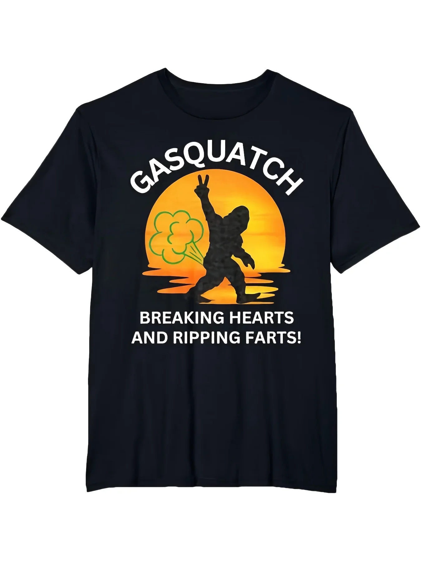 Gasquatch Heartbreaking And Farting Sunset Snowman T-Shirt, 180G, Classic Retro Design, Round Neck Short Sleeves, Machine Washable, Perfect for Casual Sportswear, Comfortable Graphic Print Tee, Suitable for All Seasons And Daily Outdoor Activities
