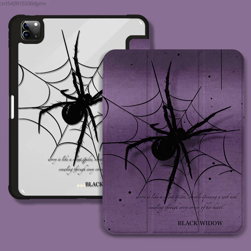 Y2k Spider Print Punk IPad 9th Generation Pro 11 12.9 Inch Case With Pen Slot Tablet Computer Trifold Mini6 Acrylic Air 5 Cover