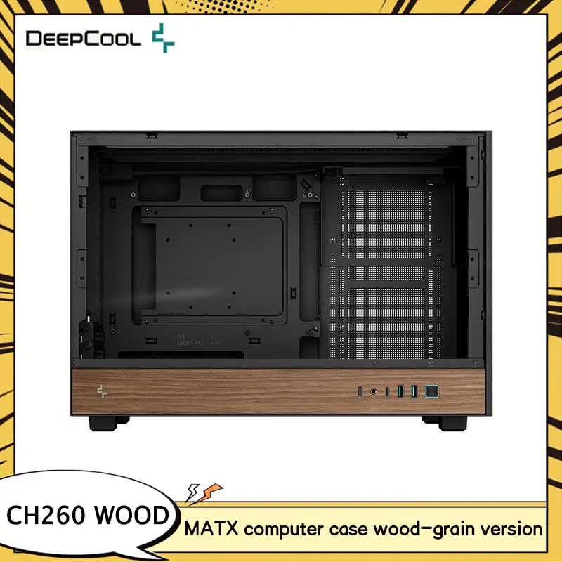 DEEPCOOL CH260 WOOD chassis 388mm graphics card back-mounted motherboard 360 water-cooled ATX power supply MATX host computer